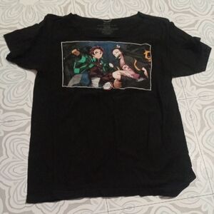 DEMON SLAYER Old Black Anime Graphic Tee Short Sleeve Cut Sz Med